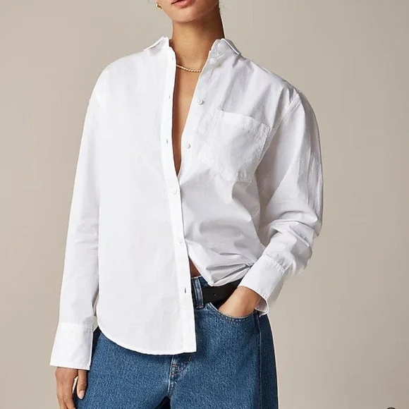 J.Crew Garcon Shirt Cotton Poplin Size 8 White Generative Cotton Shirt - Picture 2 of 7